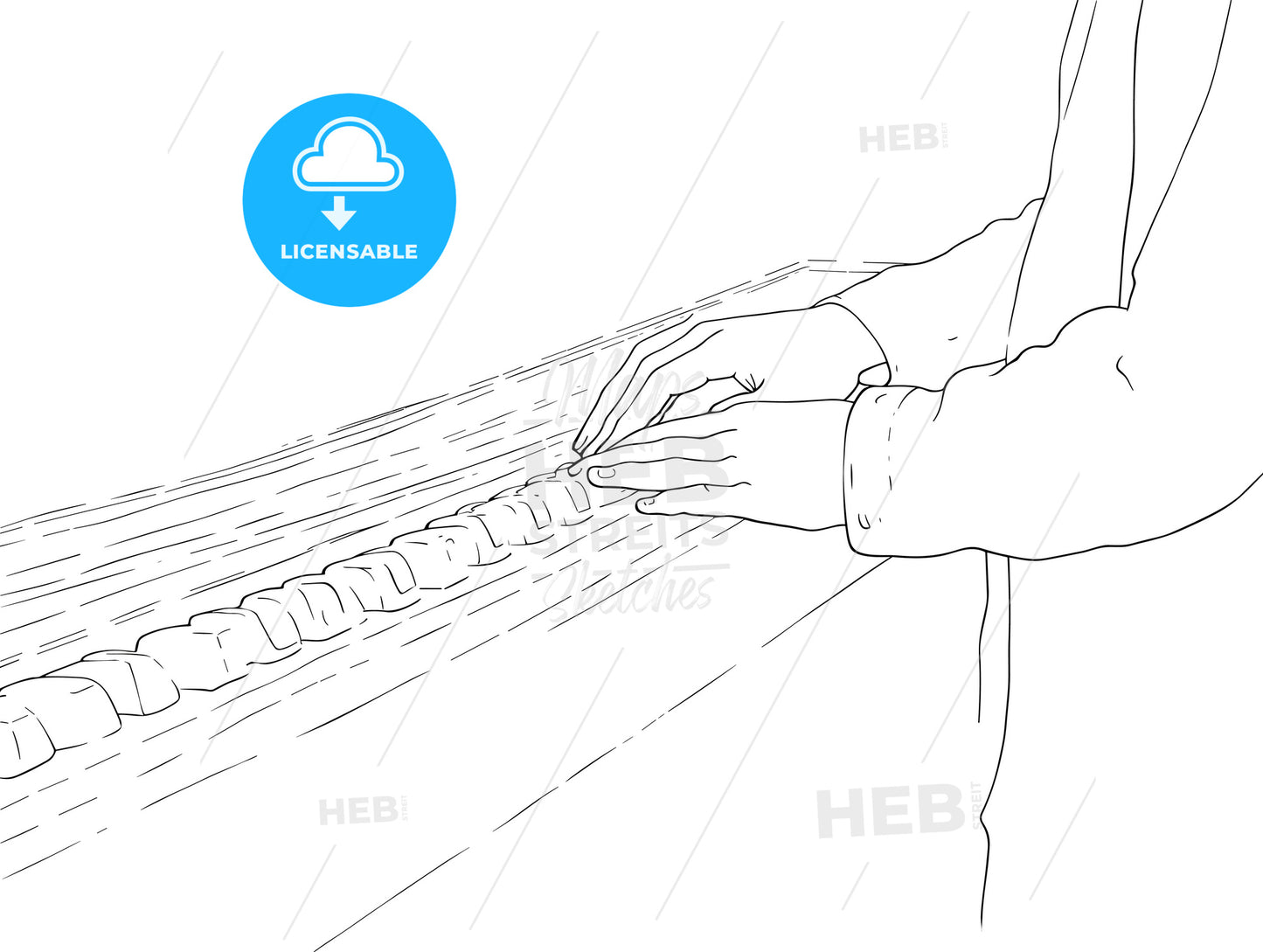 Hands typing on keyboard