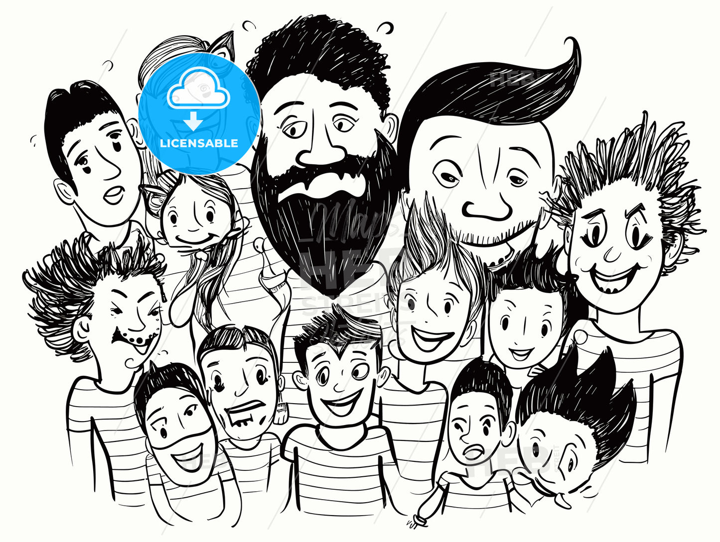 Happy big family smiling together.