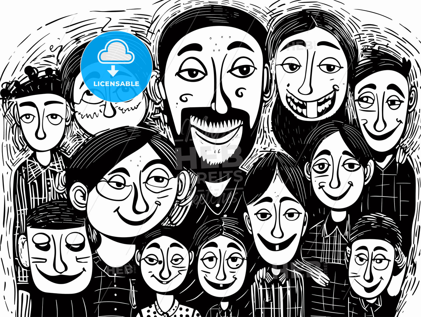 Happy big family smiling together.