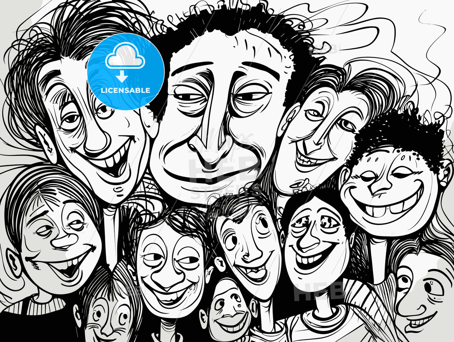 Happy big family smiling together.