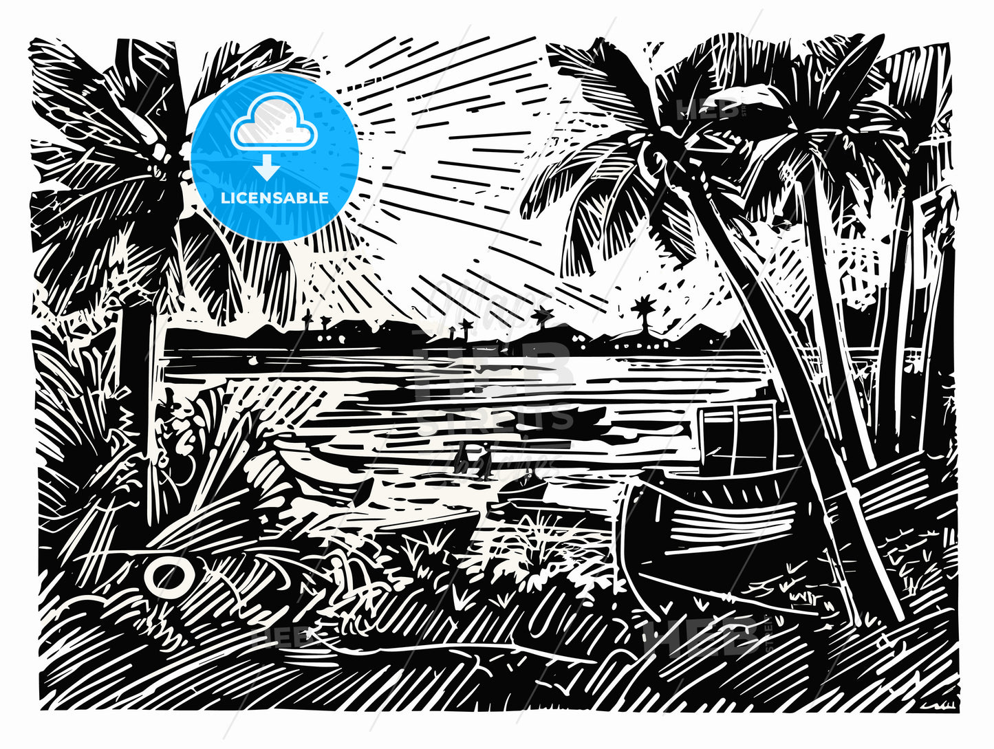 ink stamp based on a painting of Caloundra.