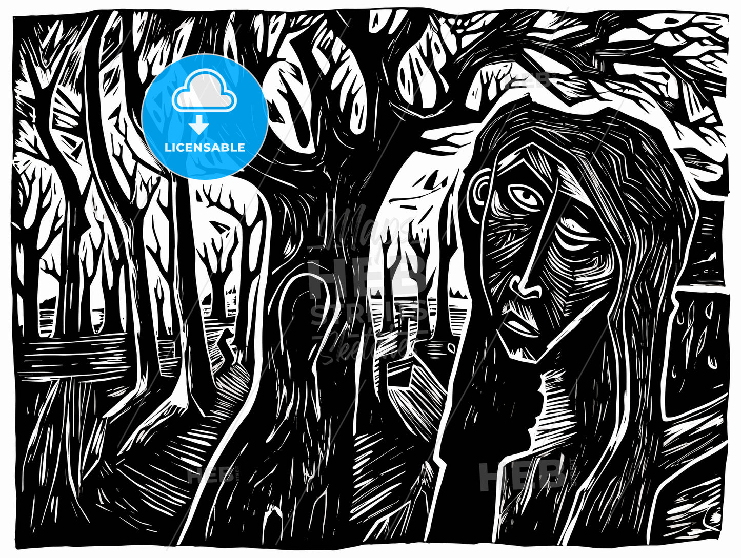 Jude expressionist woodcut.