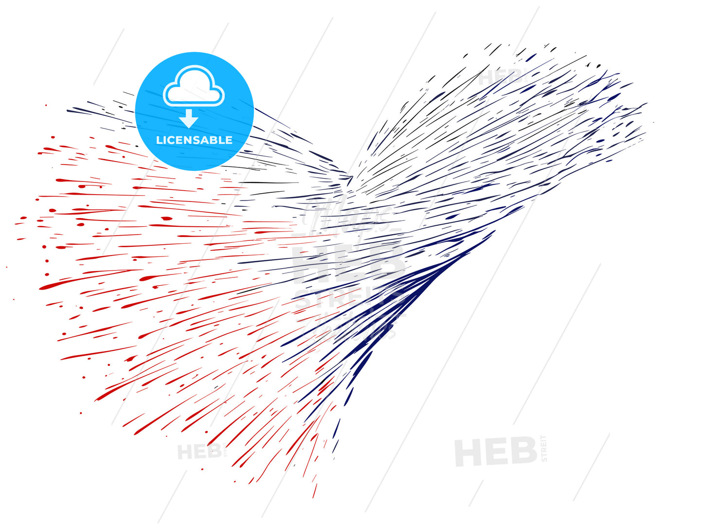 Love Concept - A red heart with some blue splatters