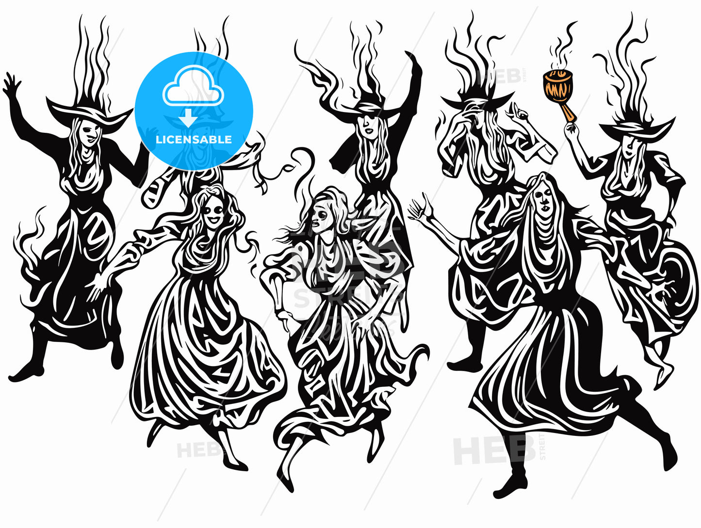 medieval satanic dancing witches.