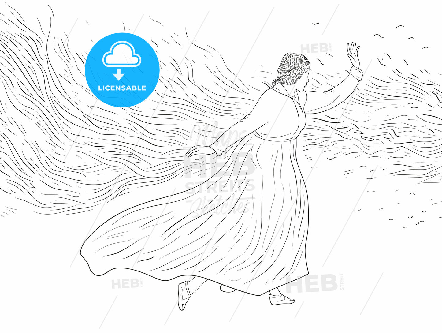 pagan woman dancing and casting a spell.