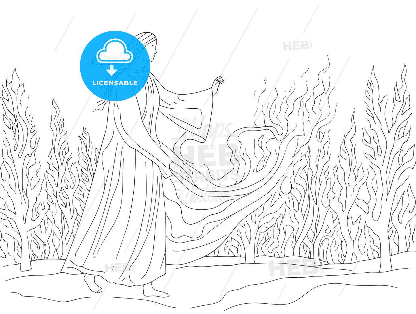 pagan woman dancing and casting a spell.