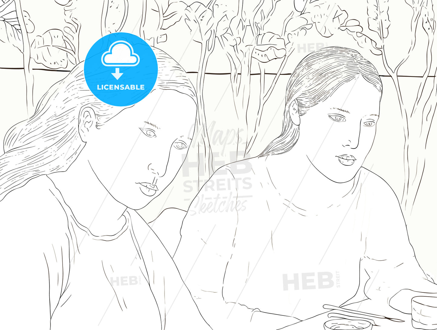 Pretty young women in a cafe