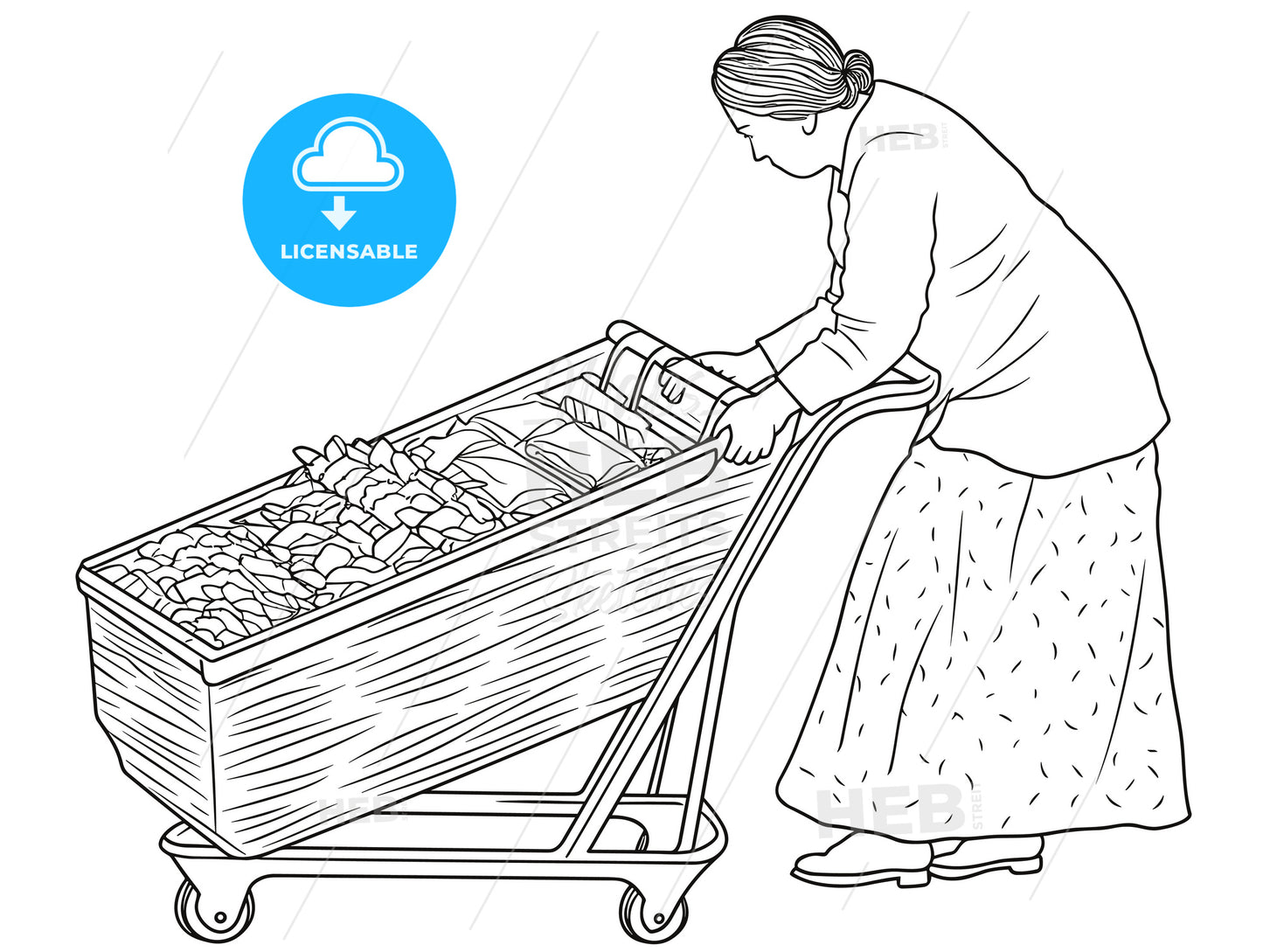 Shoppoing - a woman pushing a shopping cart