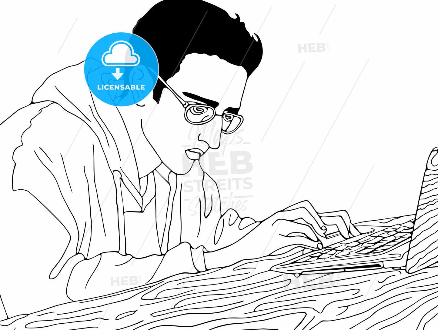 Student Concentrates on Laptop - Horizontal