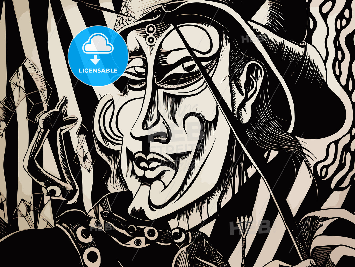 The Court Jester expressionist woodcut.