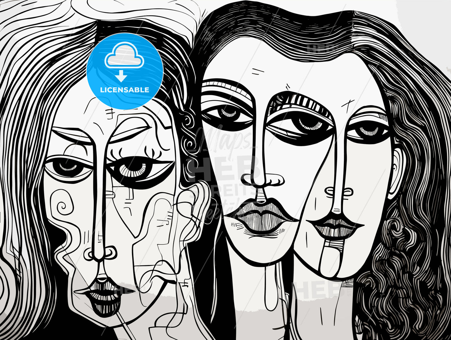 Three friends together on white.