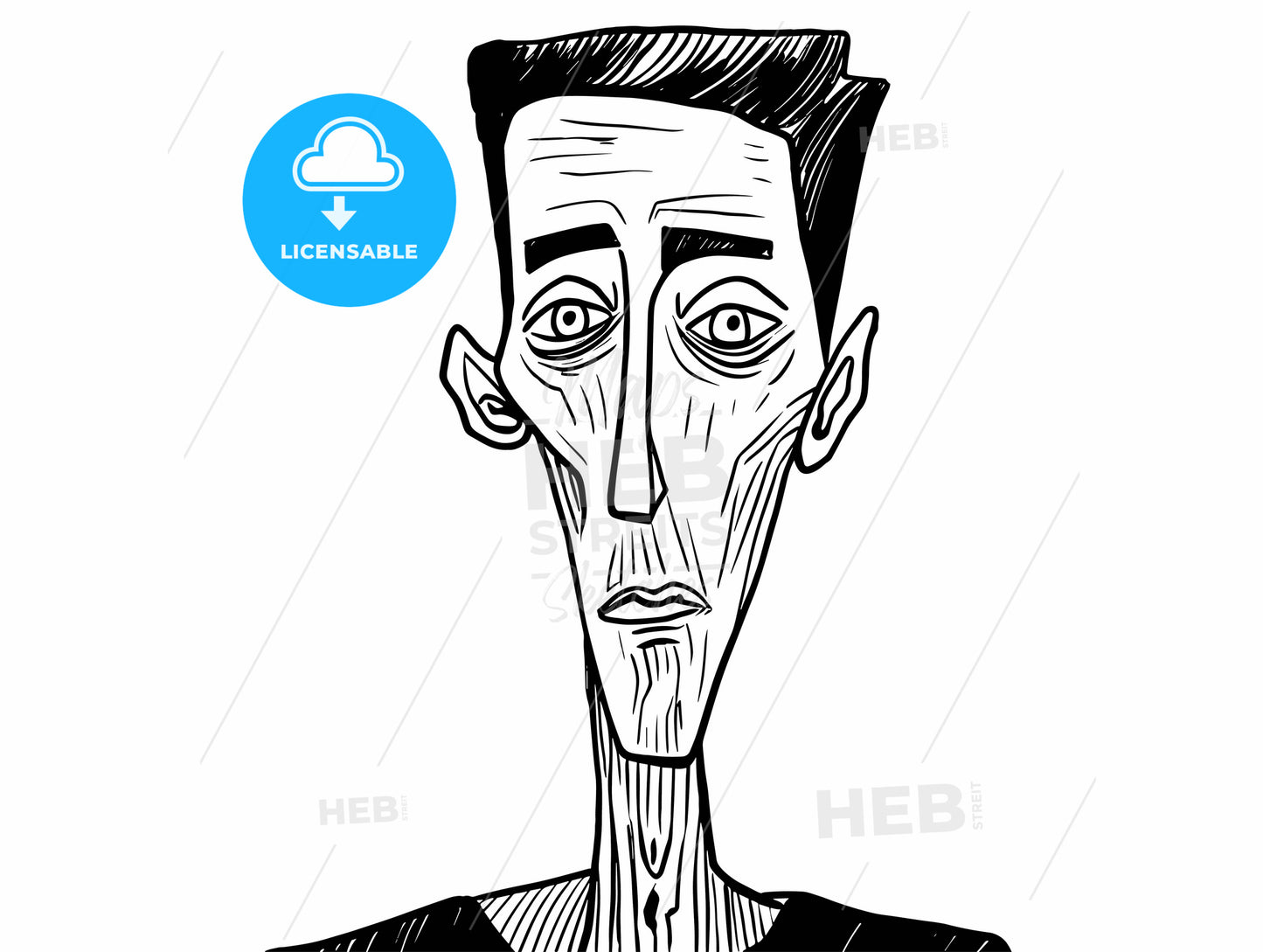 very skinny man style of medieval woodblock.