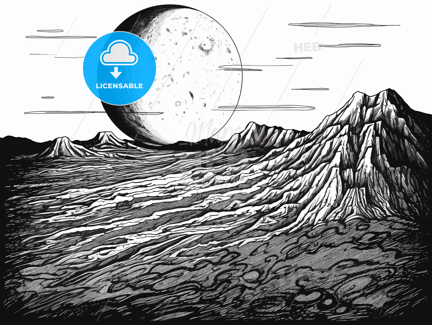 View of the rising Earth seen from the Moon.