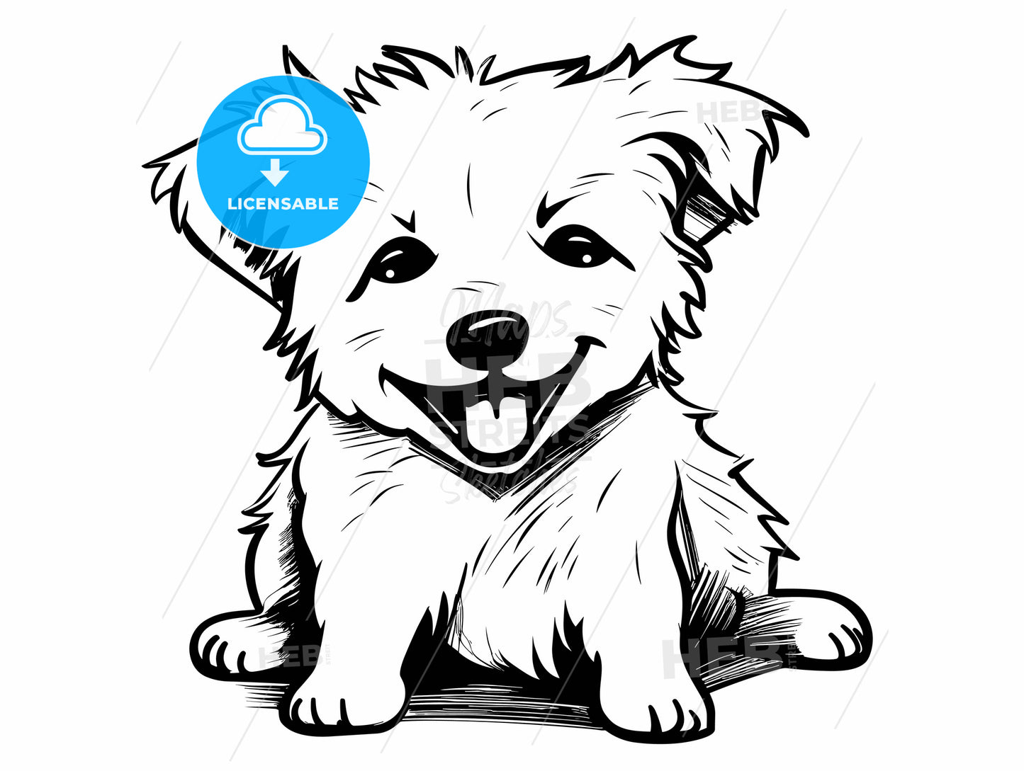 White puppy with smiling face in white background