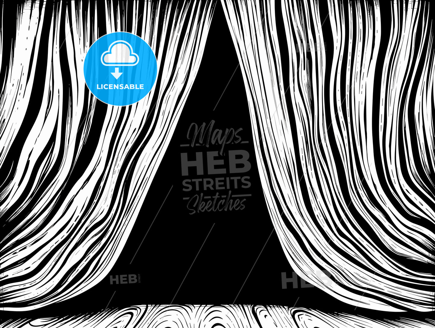 Wide open curtain pattern with space background
