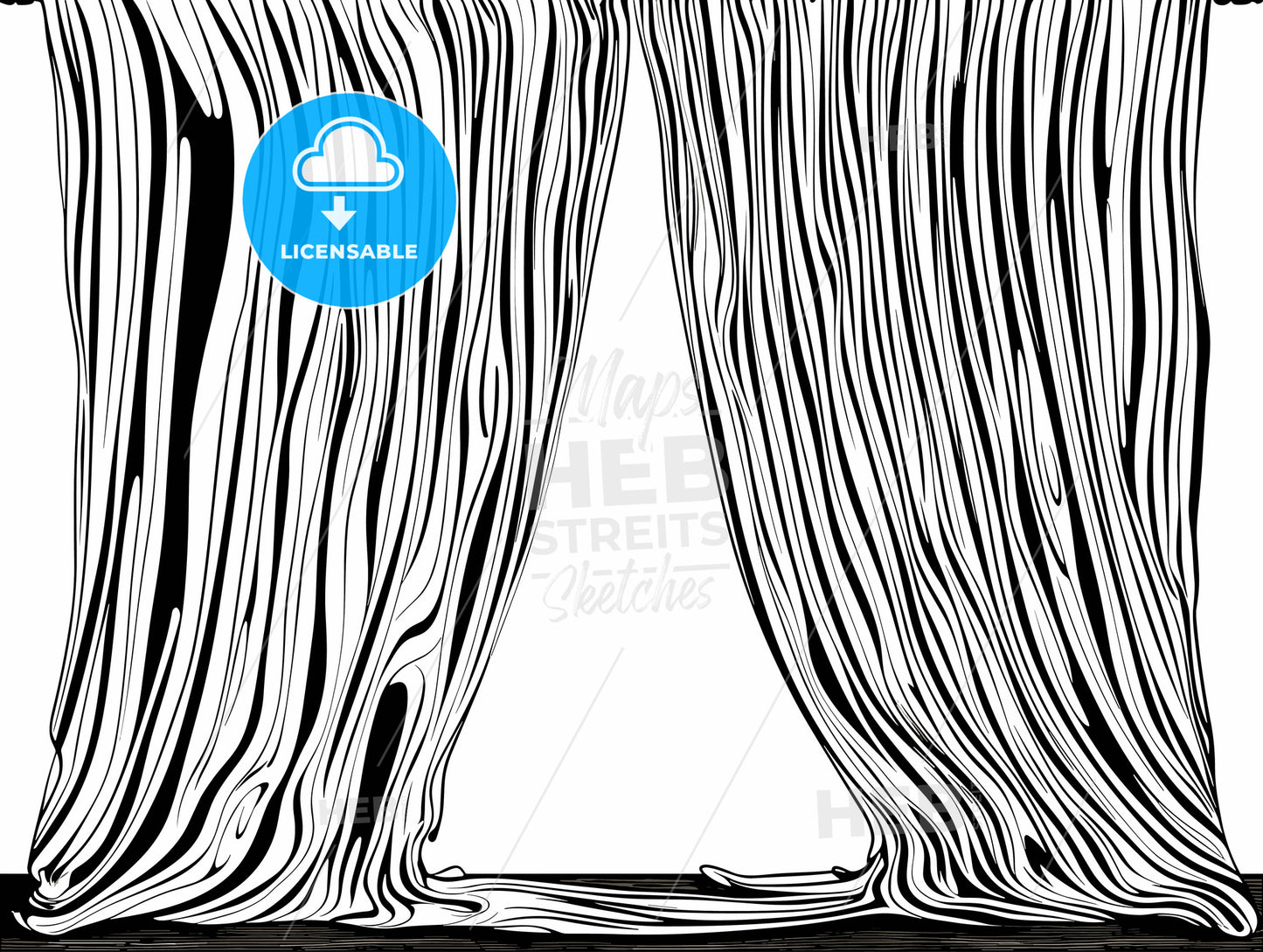 Wide open curtain pattern with space background