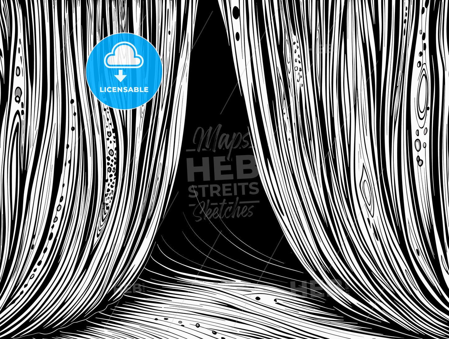 Wide open curtain pattern with space background