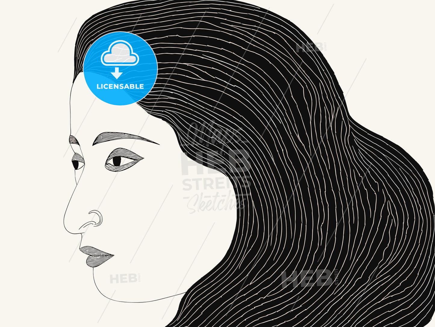 Woman with chield woodcut.