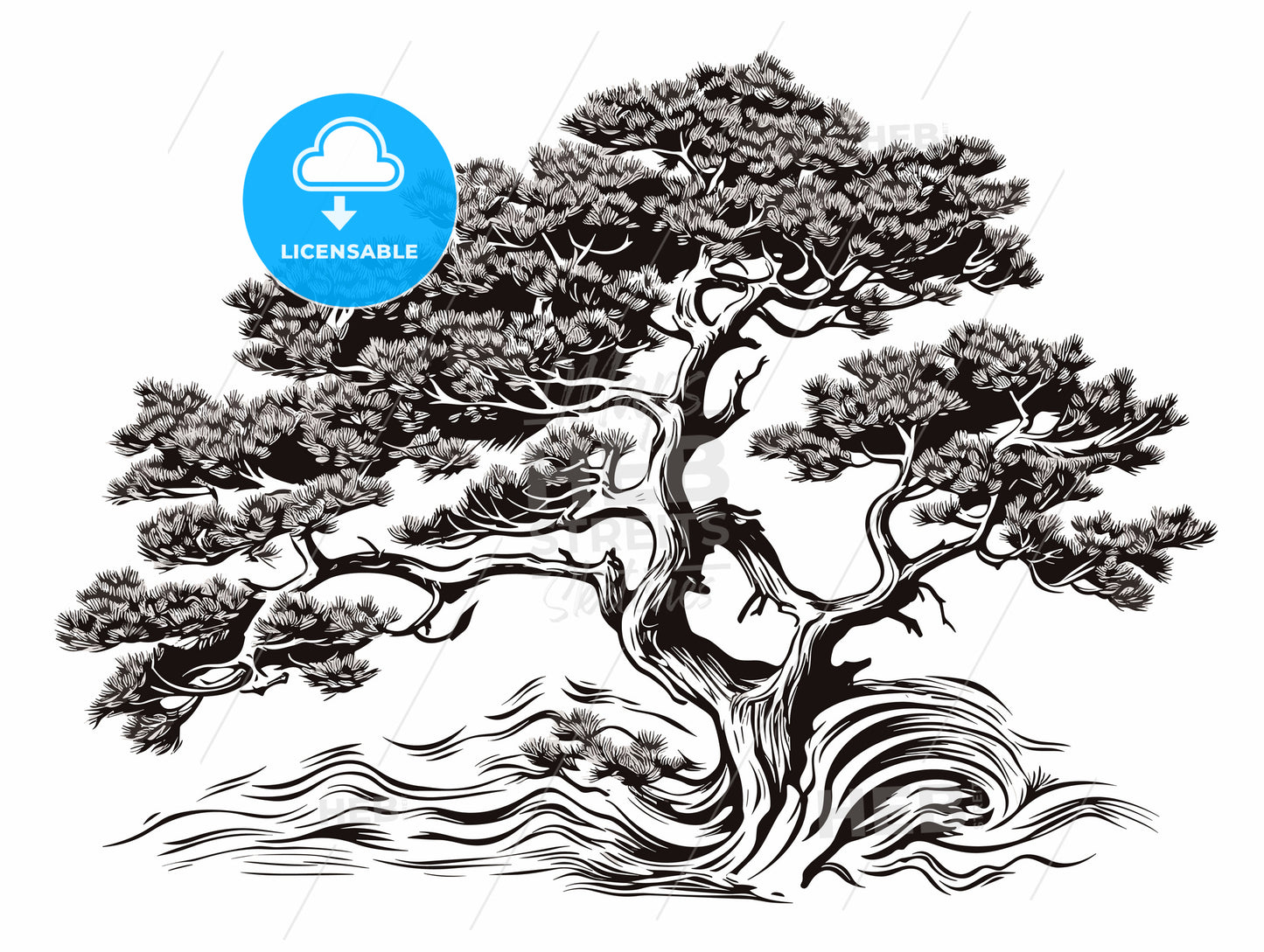 woodcut of a Juniper bush.