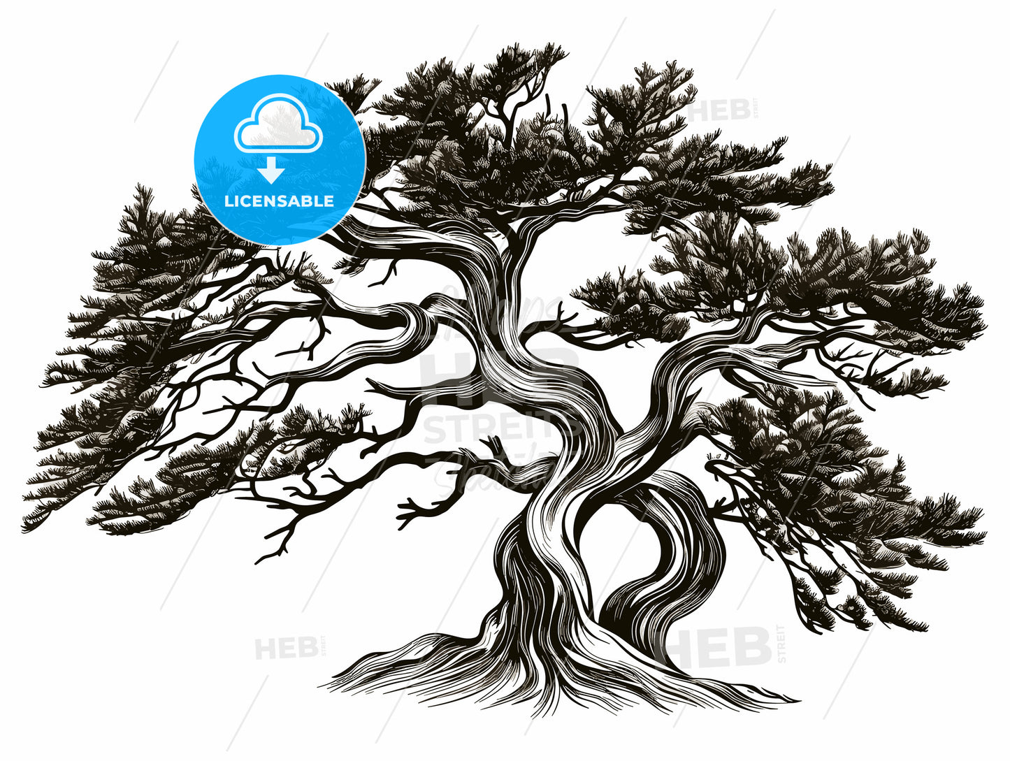 woodcut of a Juniper bush.