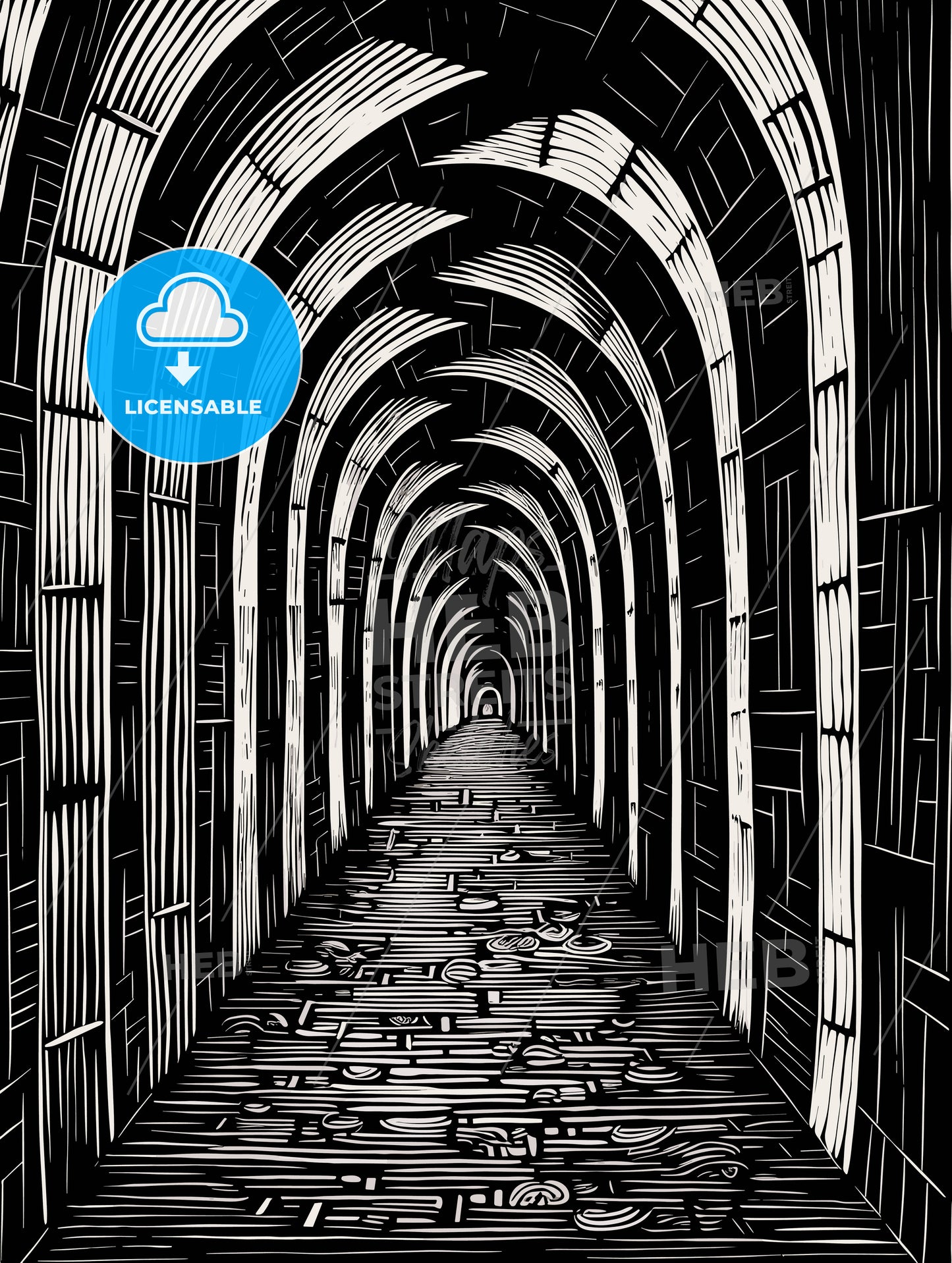 Rustic Arches Poster black marker style drawing wood