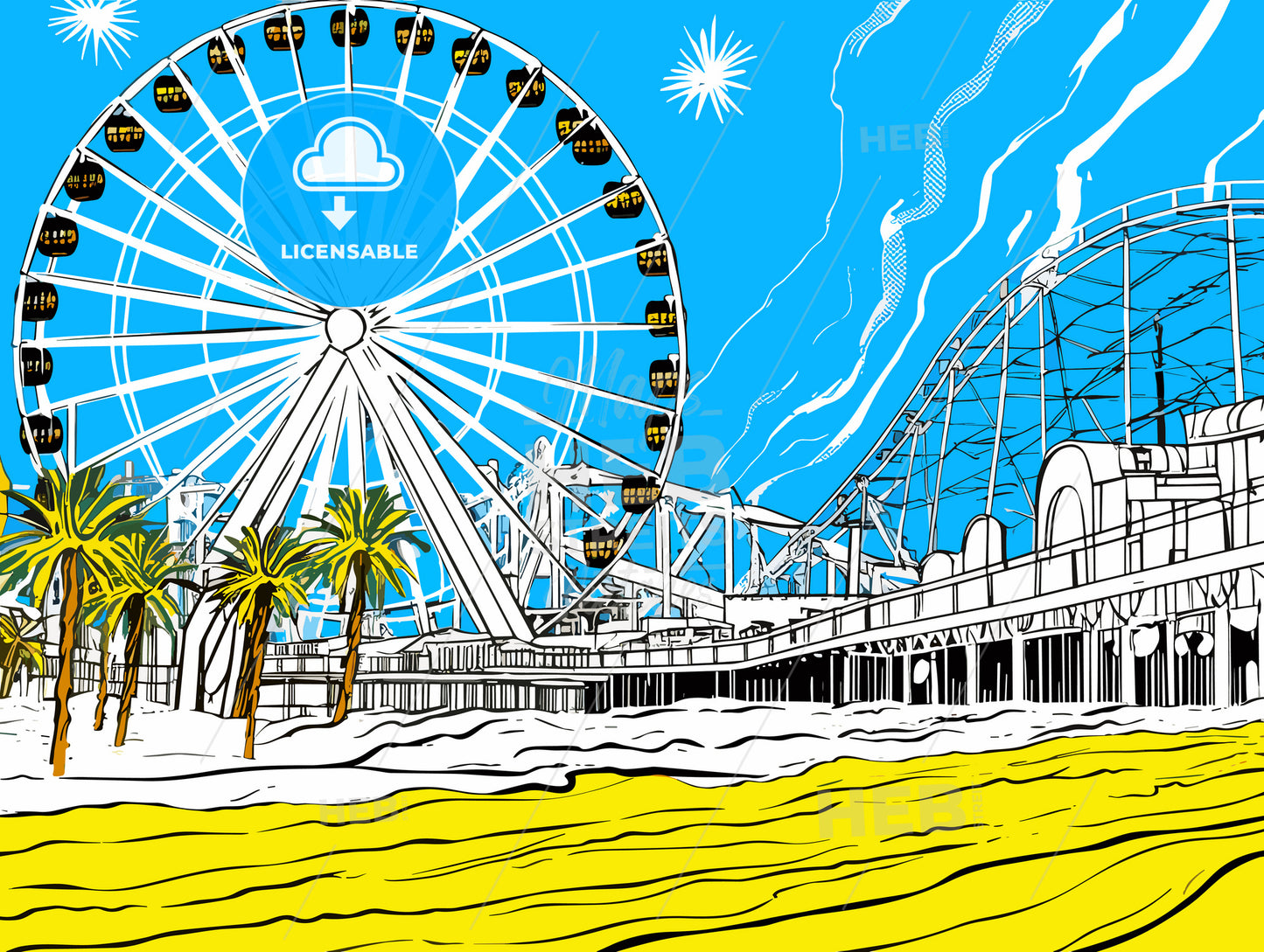 Beautiful view of Santa Monica pier in Los Angeles