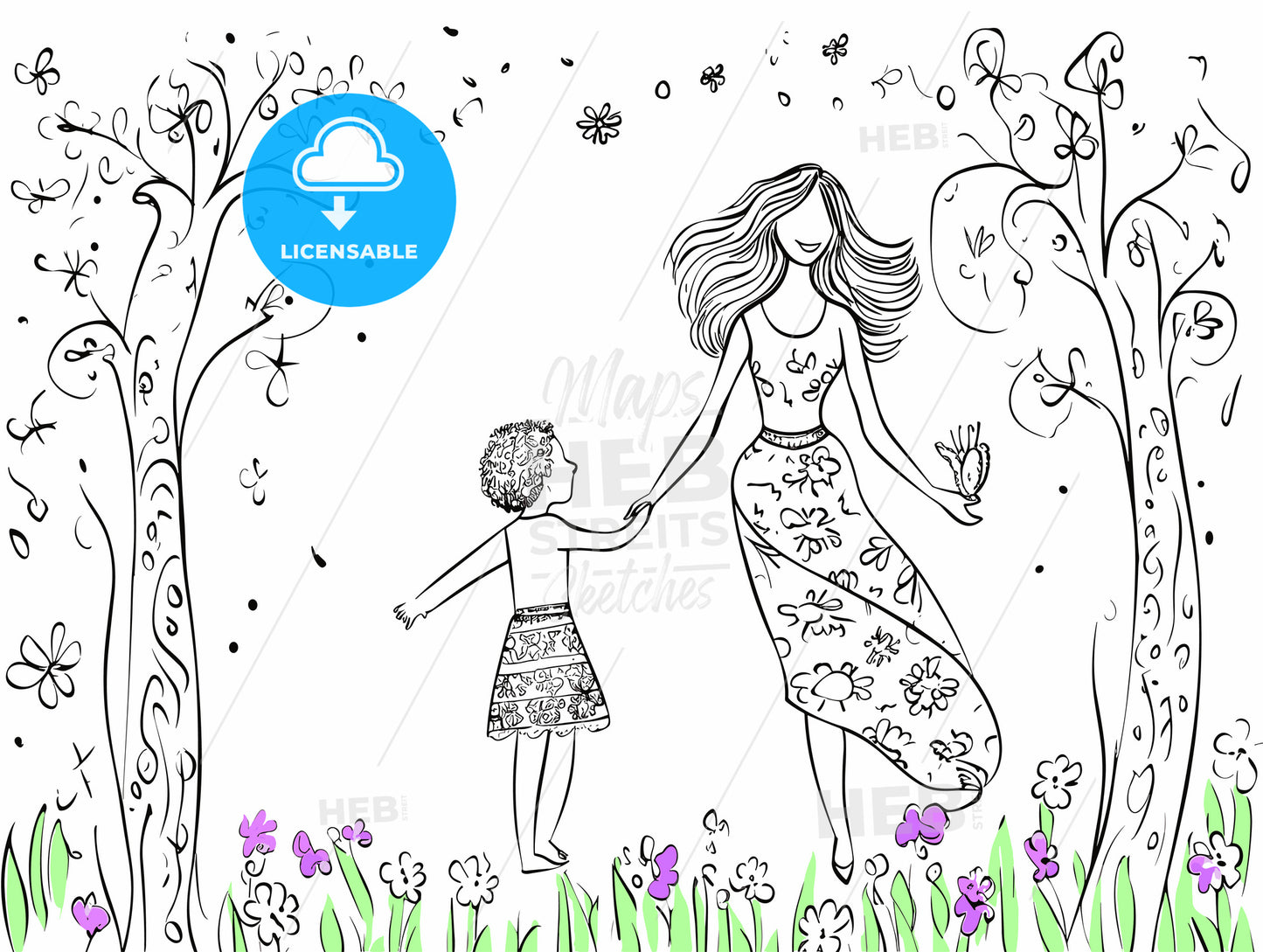 Cartoon card for Mother s Day