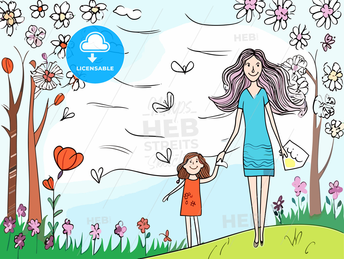 Cartoon card for Mother s Day