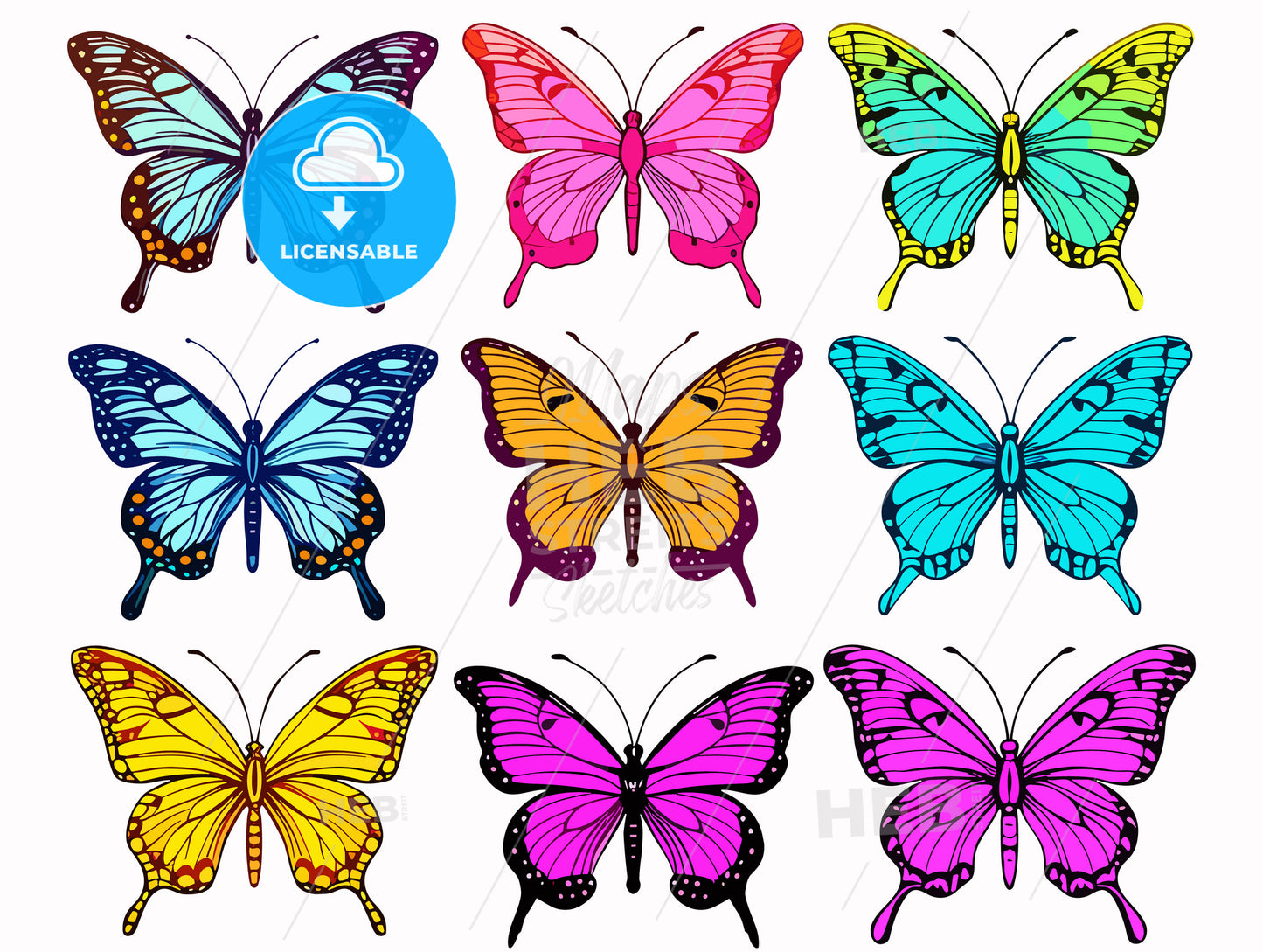 Colorful butterfly s set