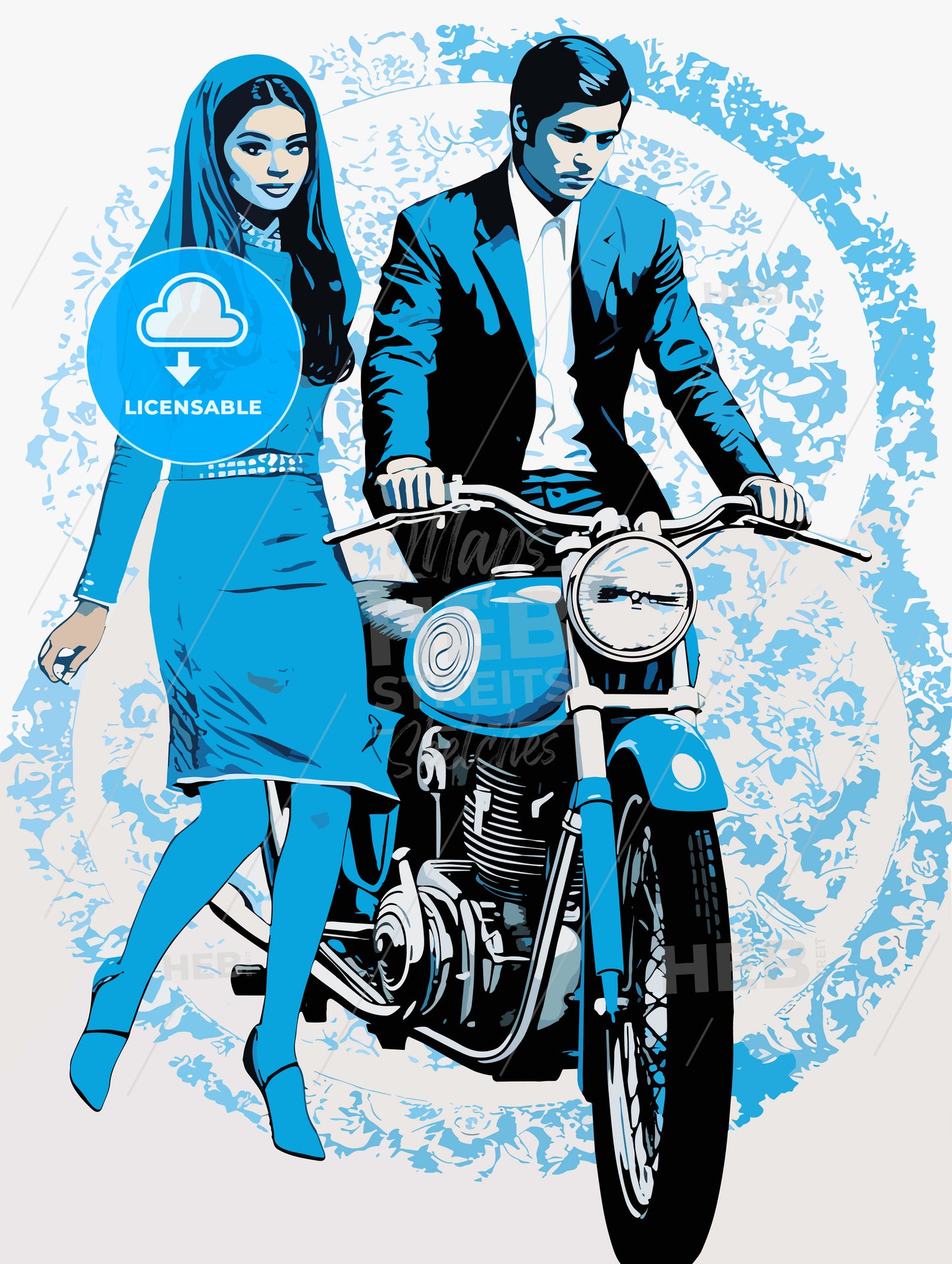 Couple of 1970 on motorcycle