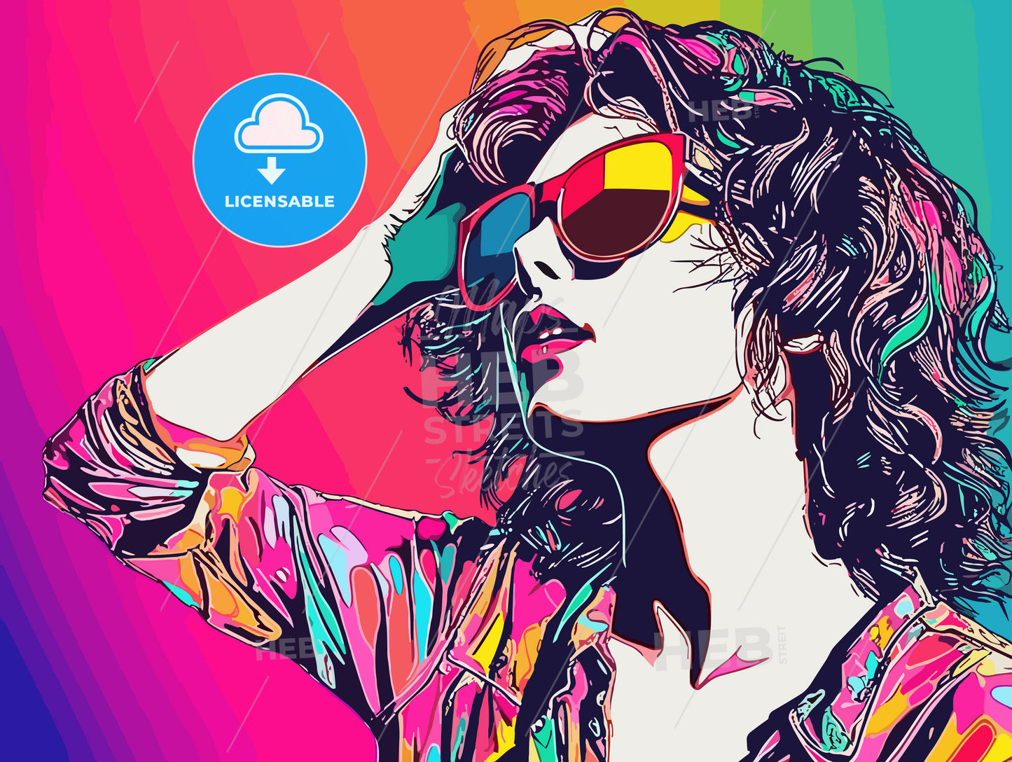 Disco ball illustration woman girl female