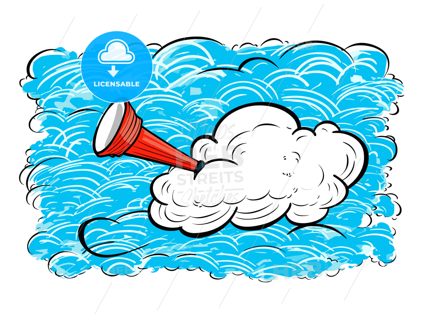 Doodle style megaphone announcement