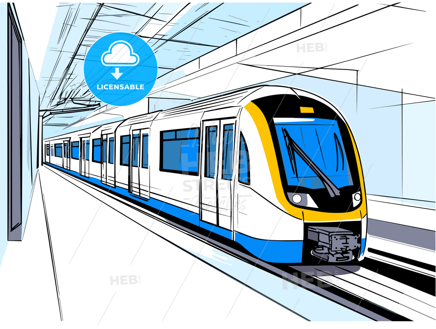 Fast line subway train stopped