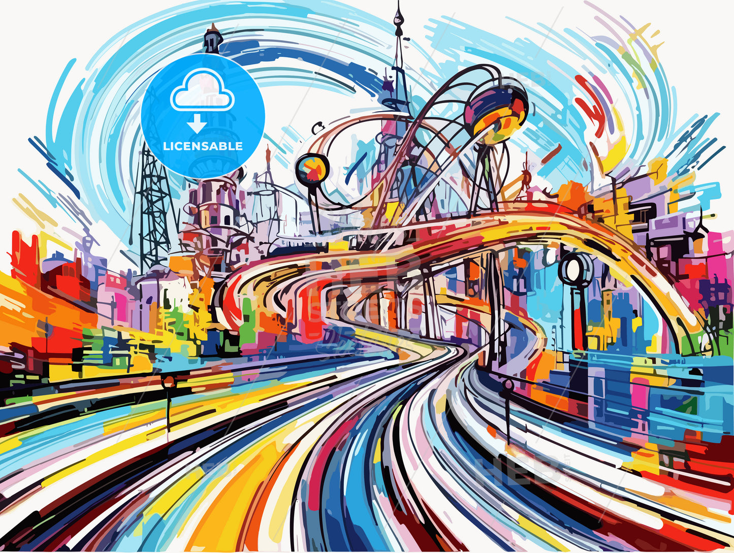 Fun in theme park in abstract motion blur