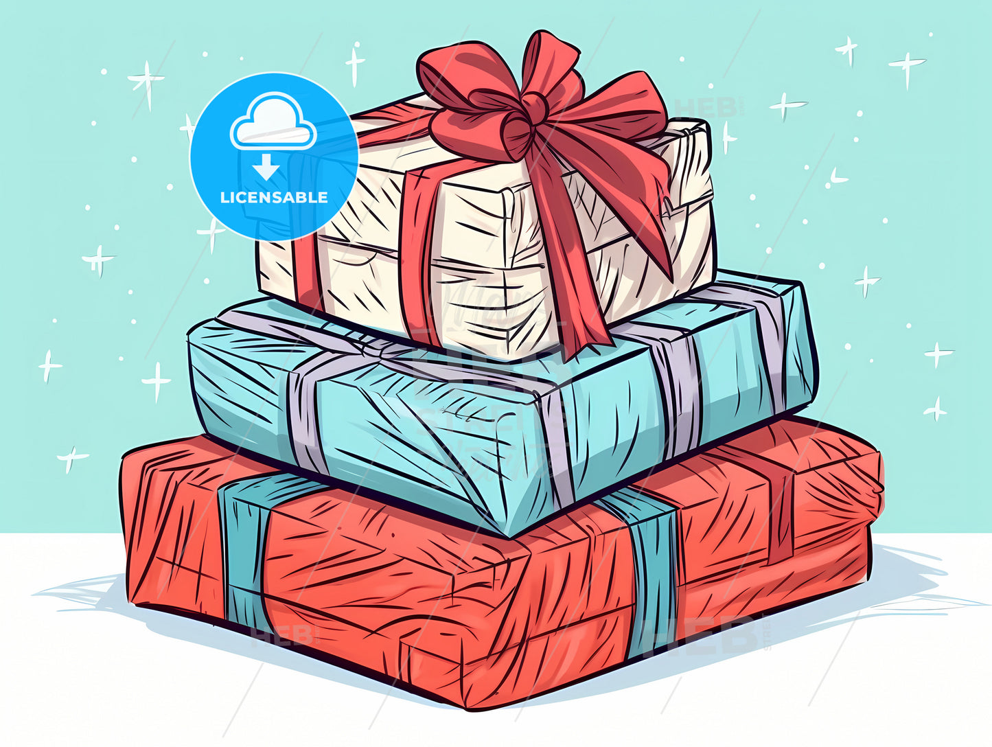 gifts wrapped in festive Christmas paper and ribbons