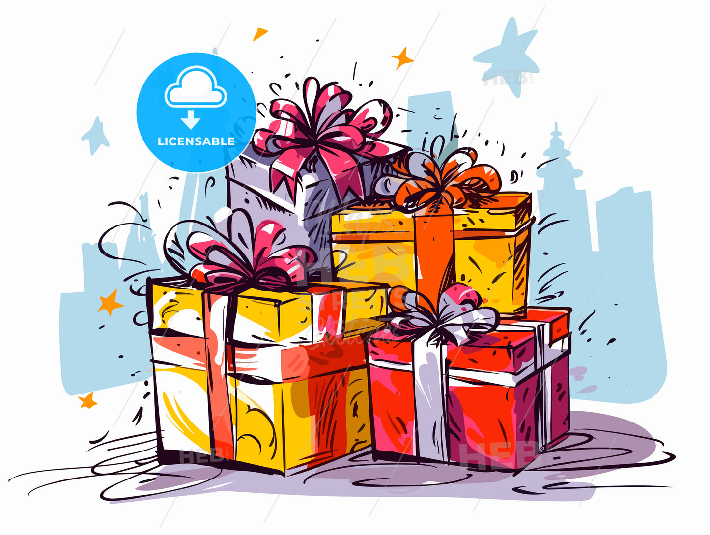 gifts wrapped in festive Christmas paper and ribbons