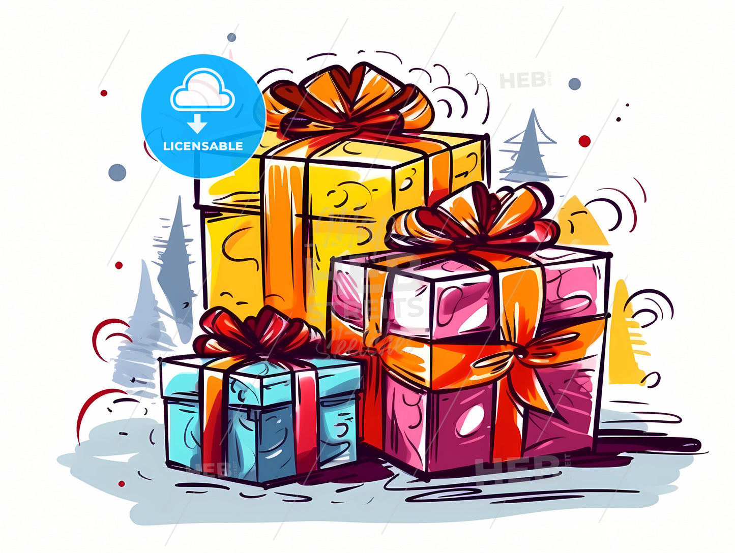 gifts wrapped in festive Christmas paper and ribbons