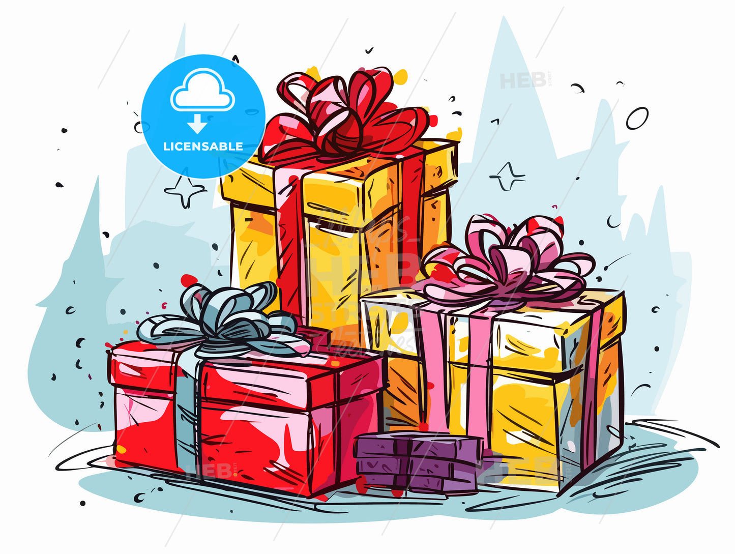 gifts wrapped in festive Christmas paper and ribbons