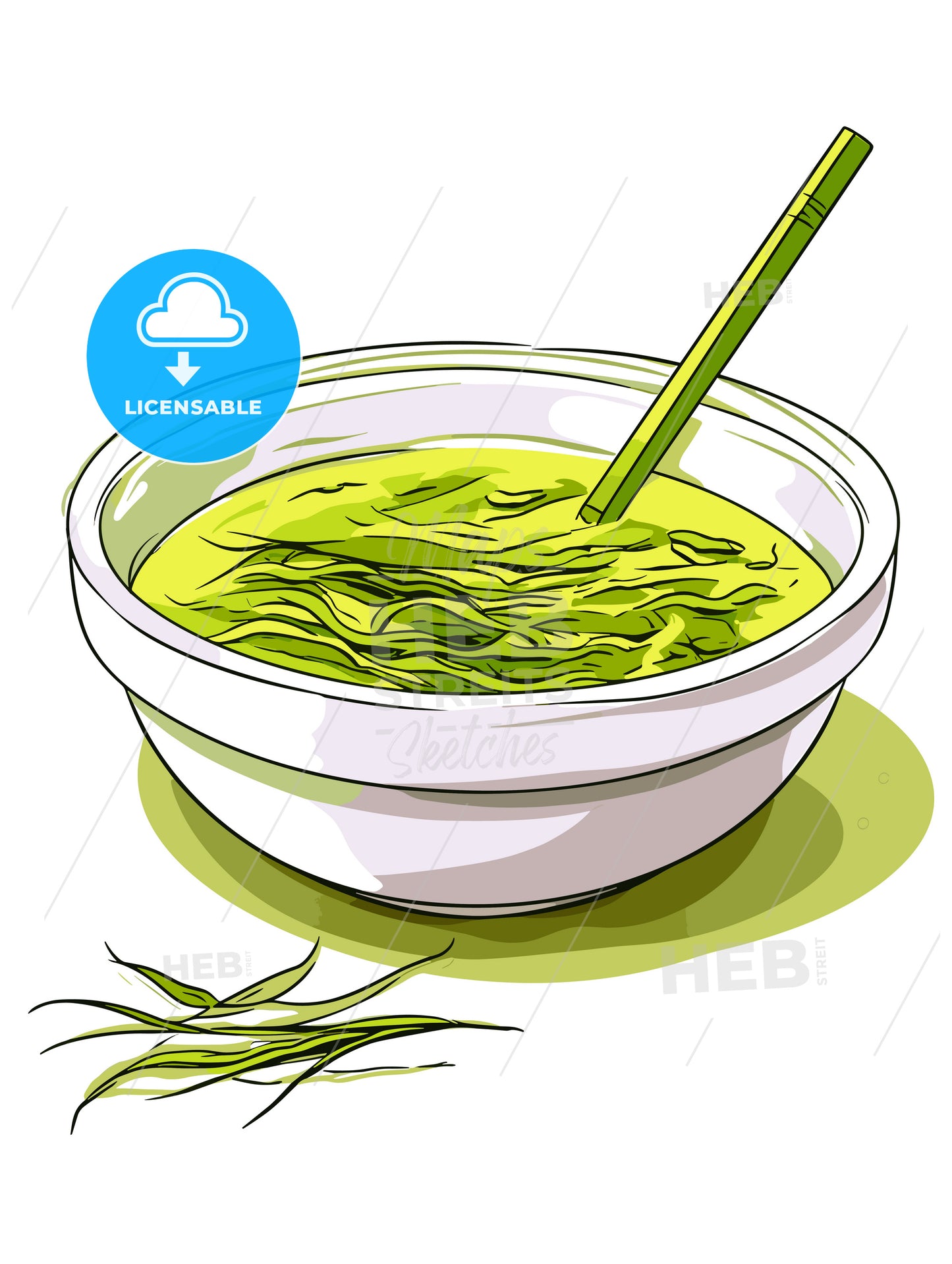 Green tea on a white background