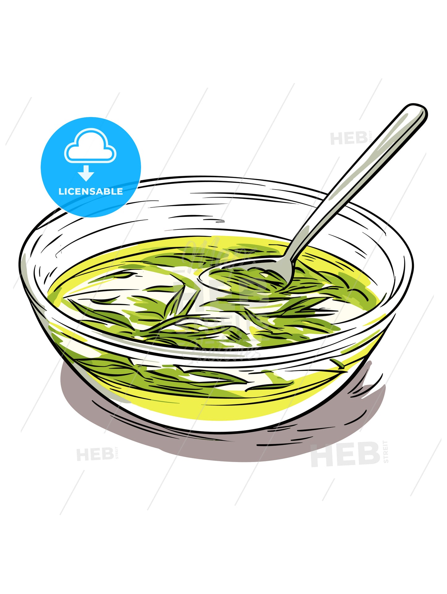 Green tea on a white background