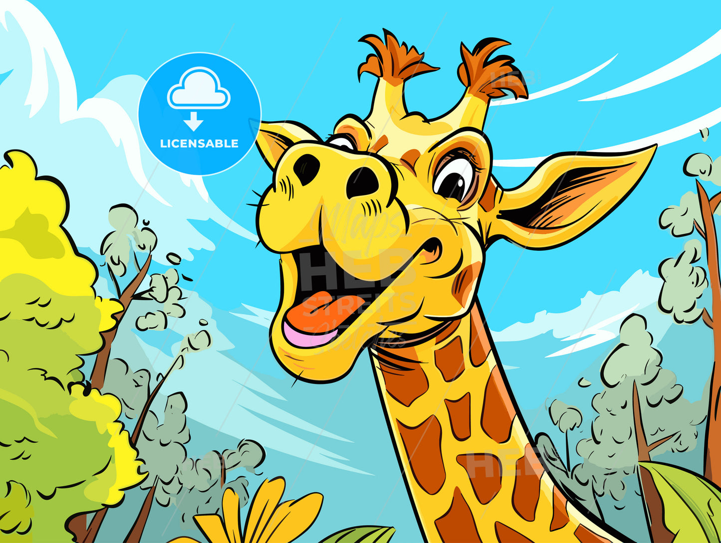 Illustration of Happy giraffe cartoon