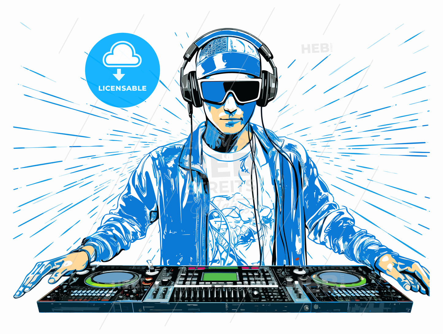Illustration of the dj playing progressive electro