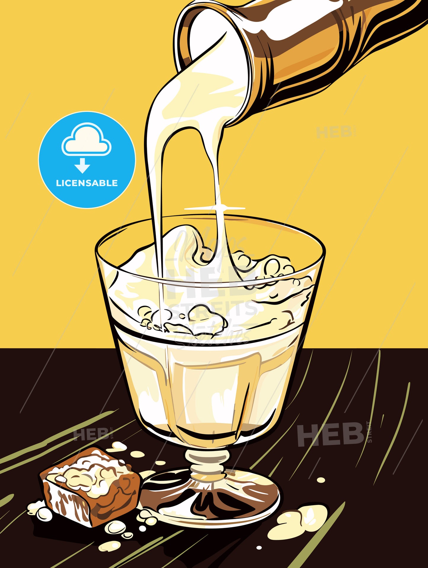 Irish creme liqueur pouring into a glass full of ice