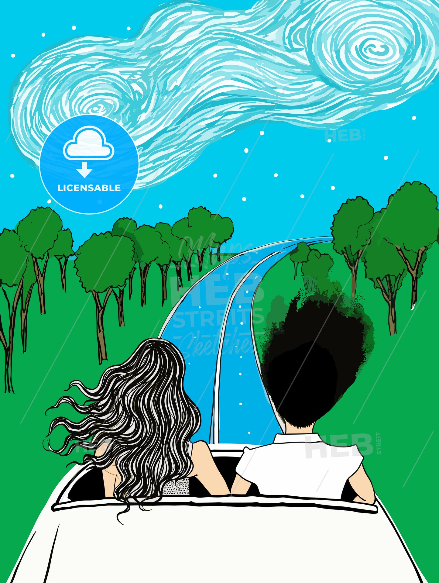 Just married - Newlywed couple driving a car