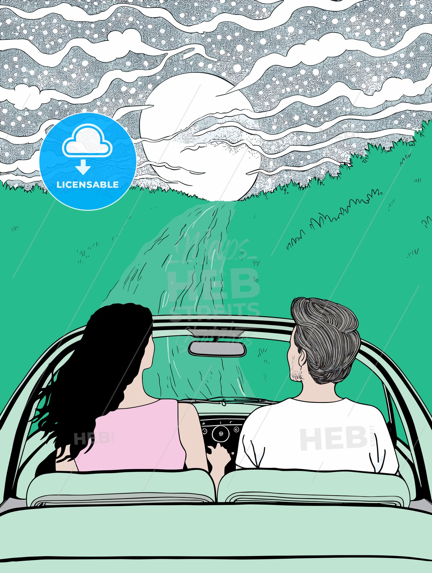 Just married - Newlywed couple driving a car