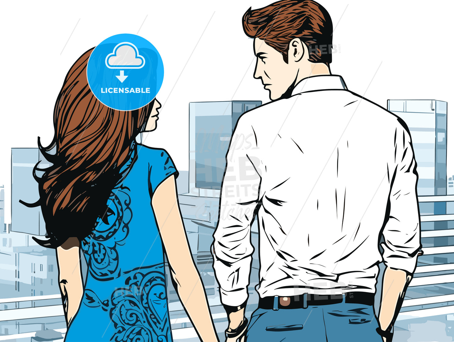 Late for Work Stressed Couple Checking Time