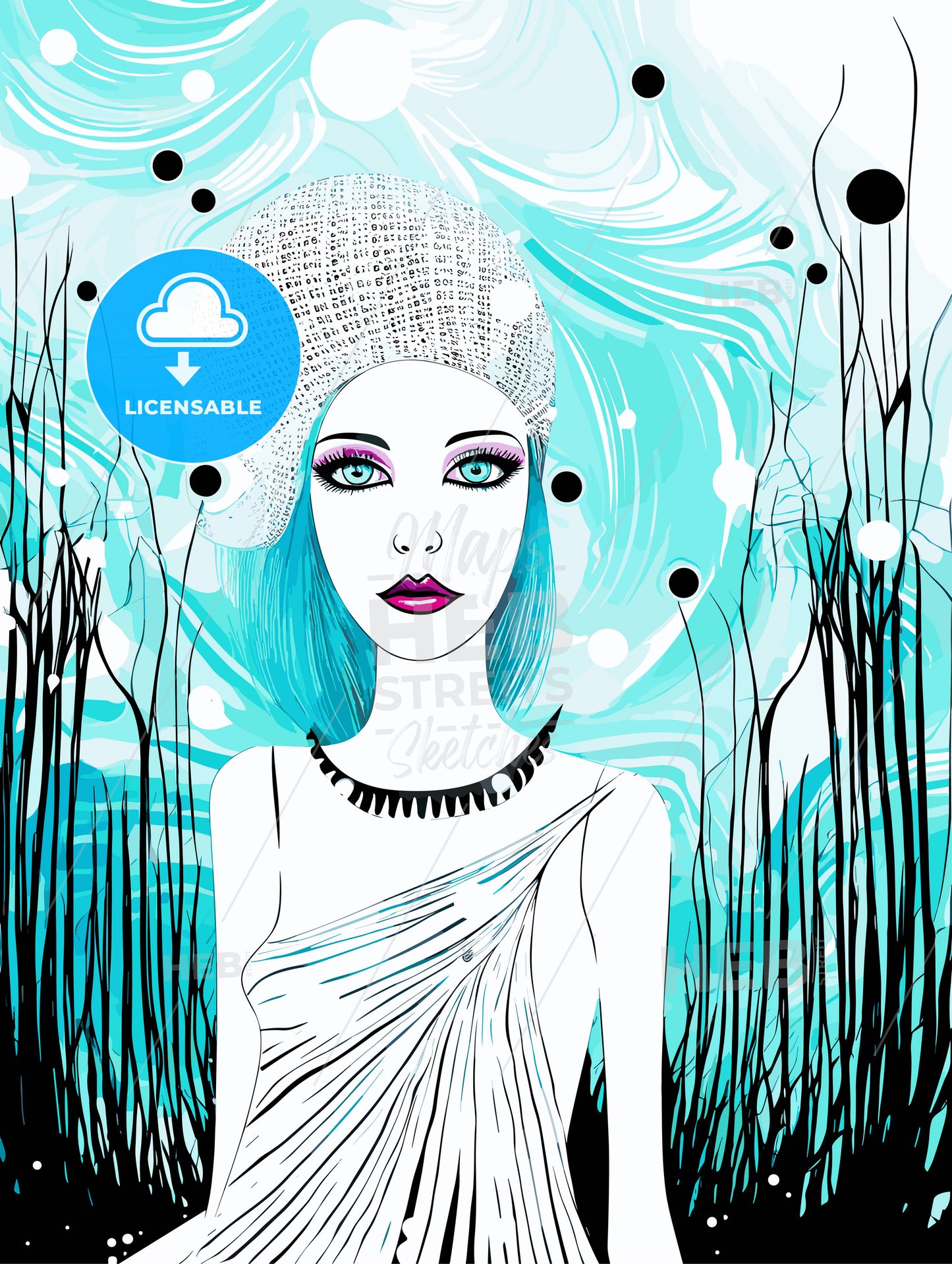 Lifestyle fashion illustration in the disco club