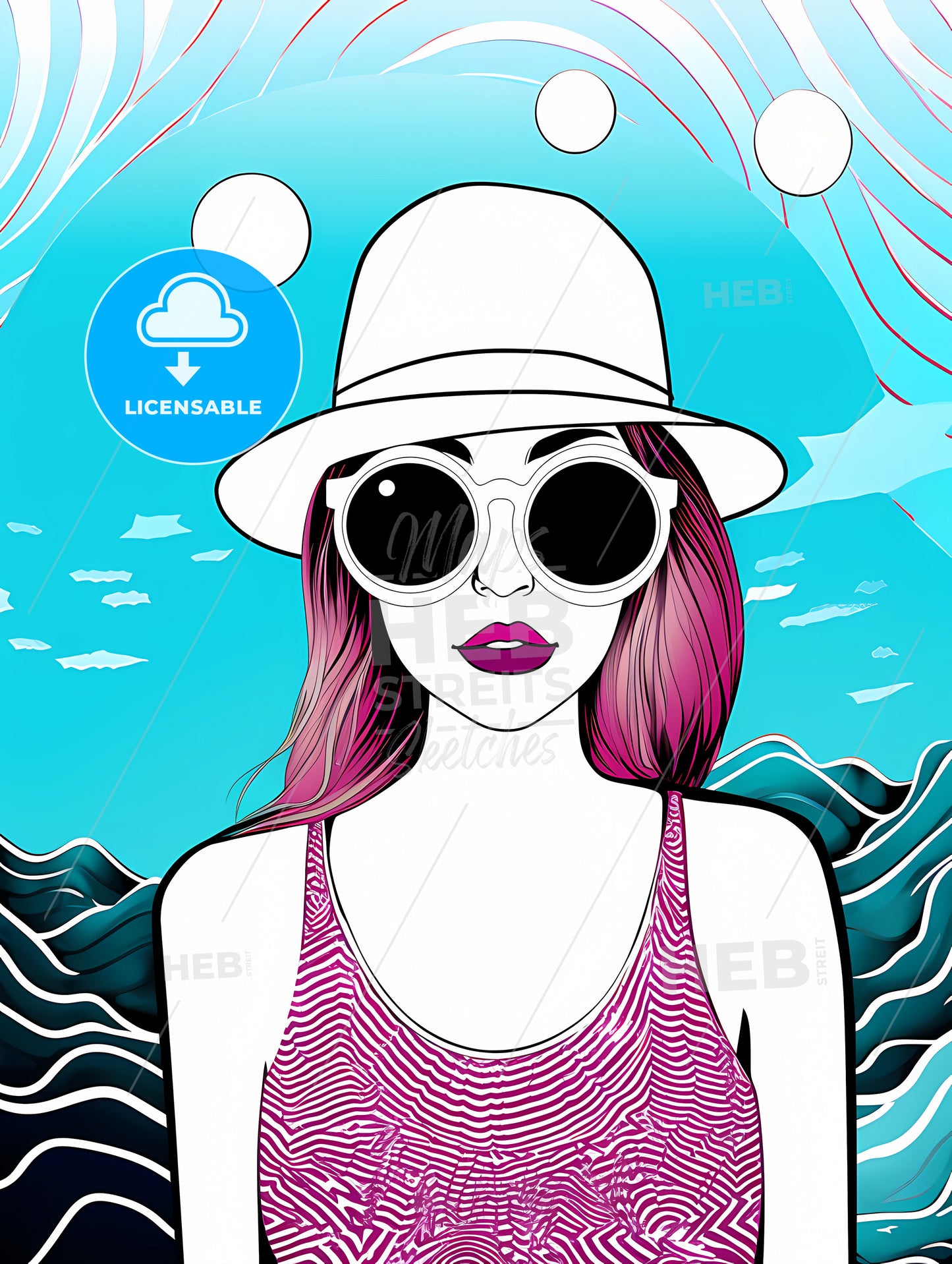 Lifestyle fashion illustration in the disco club