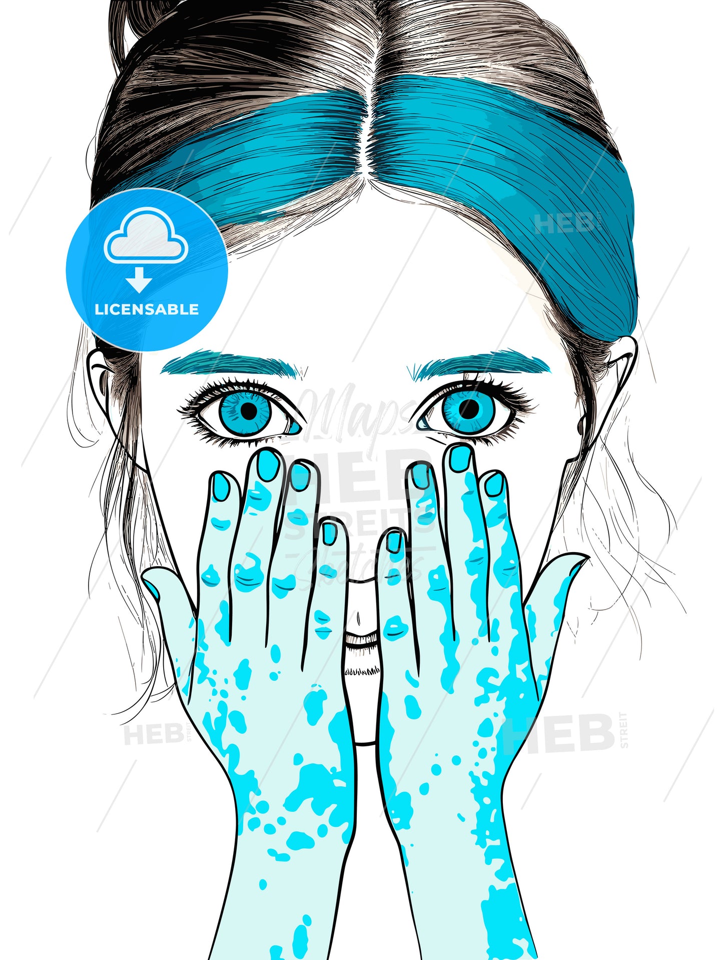 Portrait of kid girl with face and hands painted