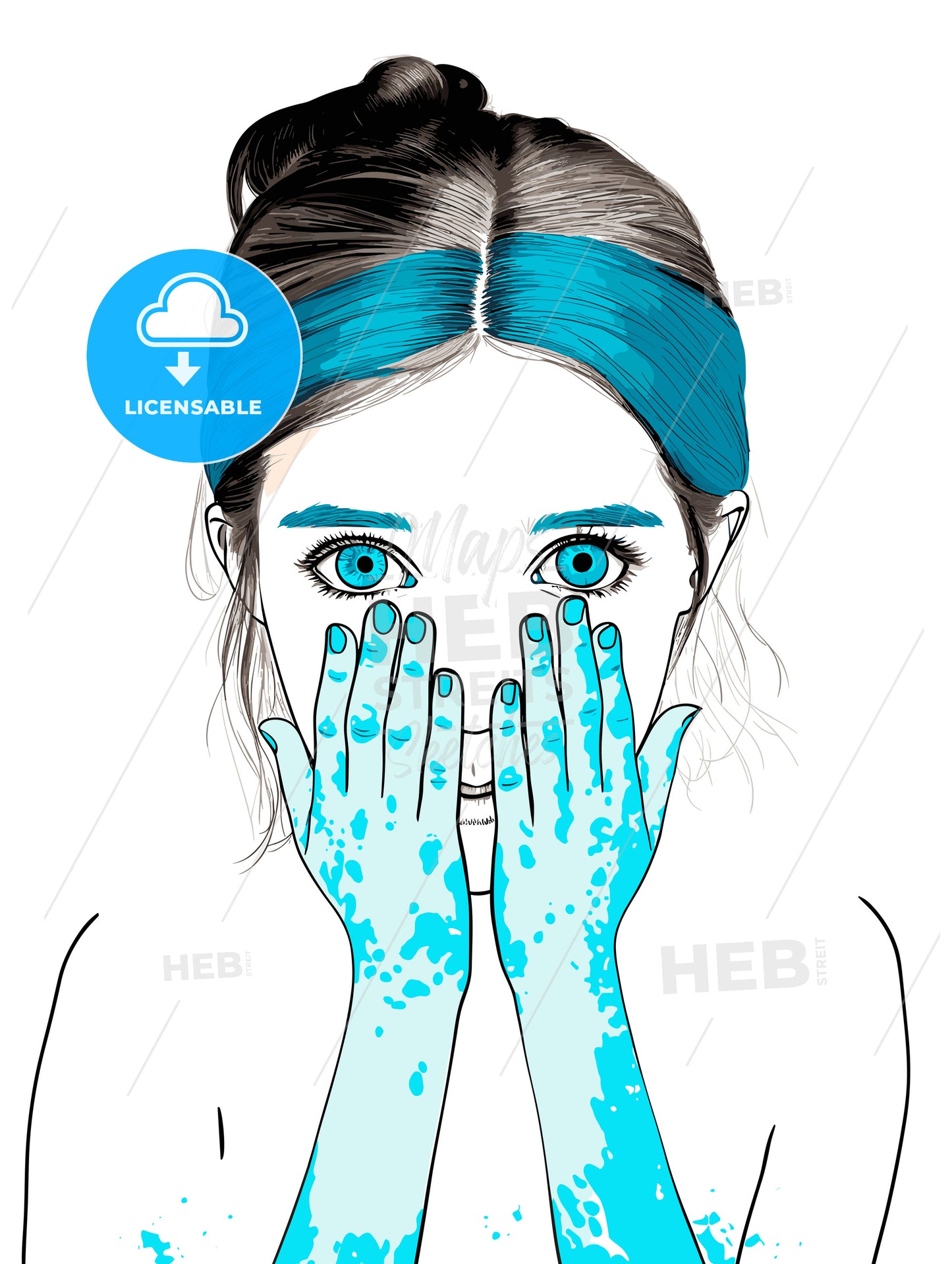 Portrait of kid girl with face and hands painted